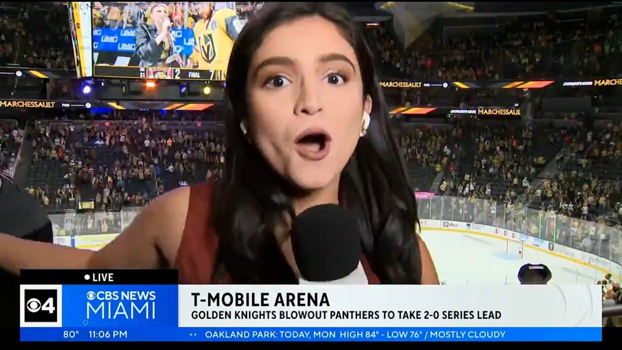 Defiant reporter shoves hockey fan who tries to interrupt her live TV coverage