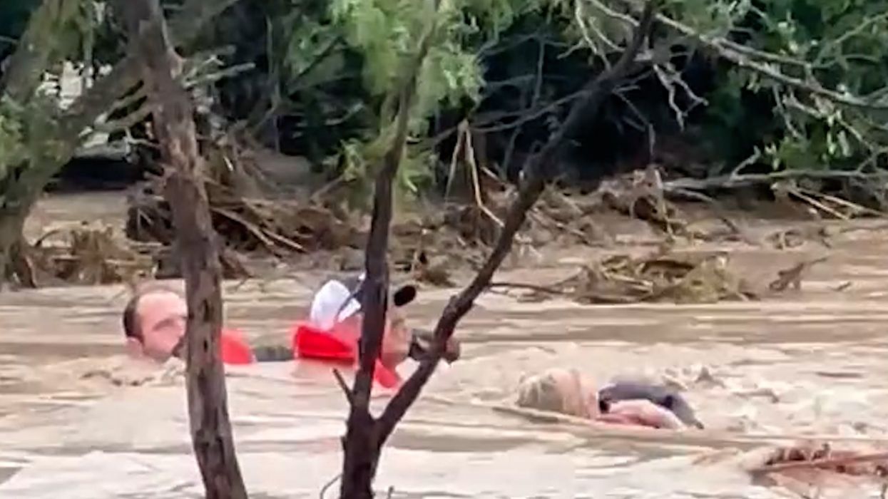 Watch heroic crew carry out dramatic rope rescue during Texas flash floods