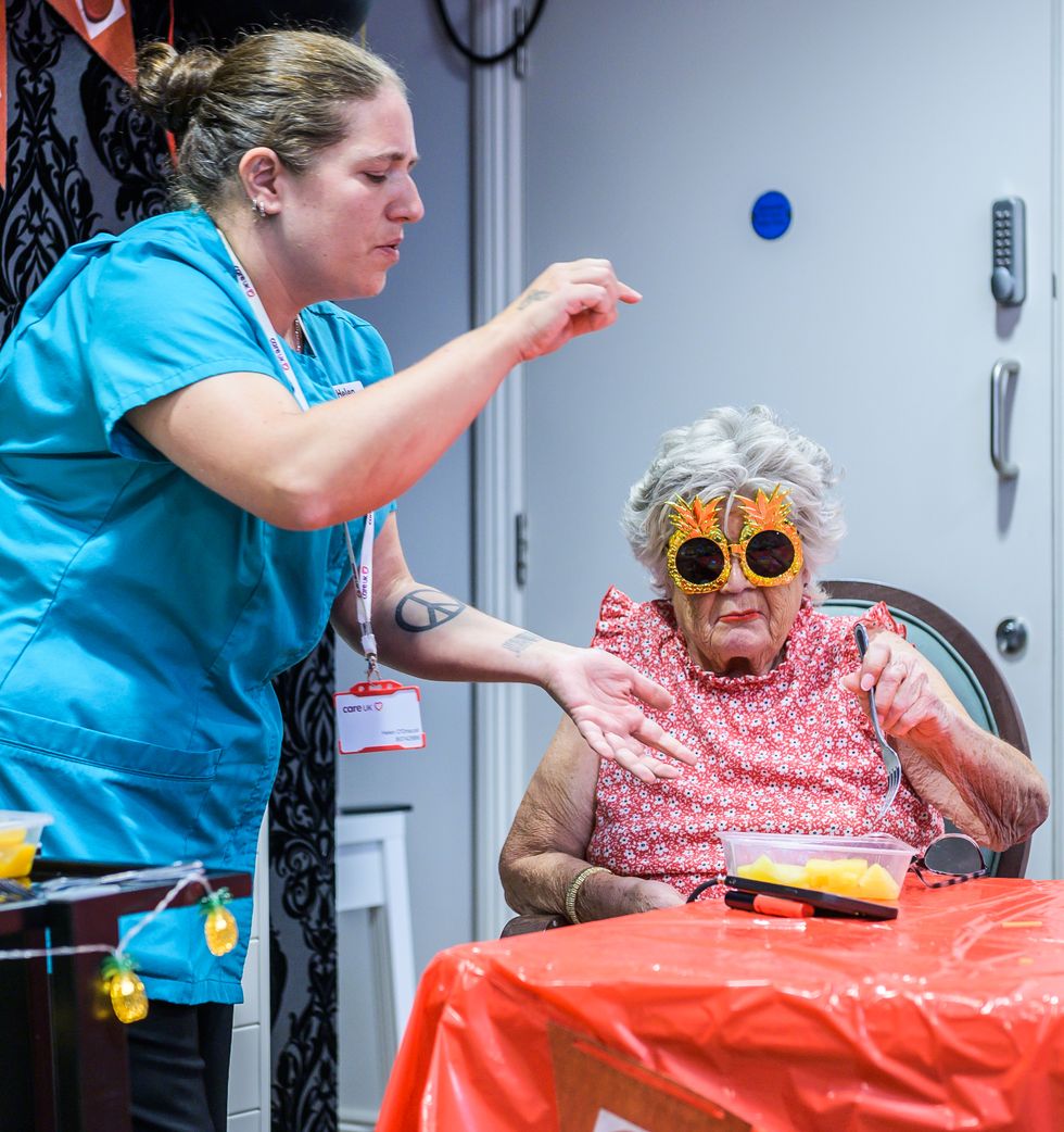 Residents in a care home enjoying themselves