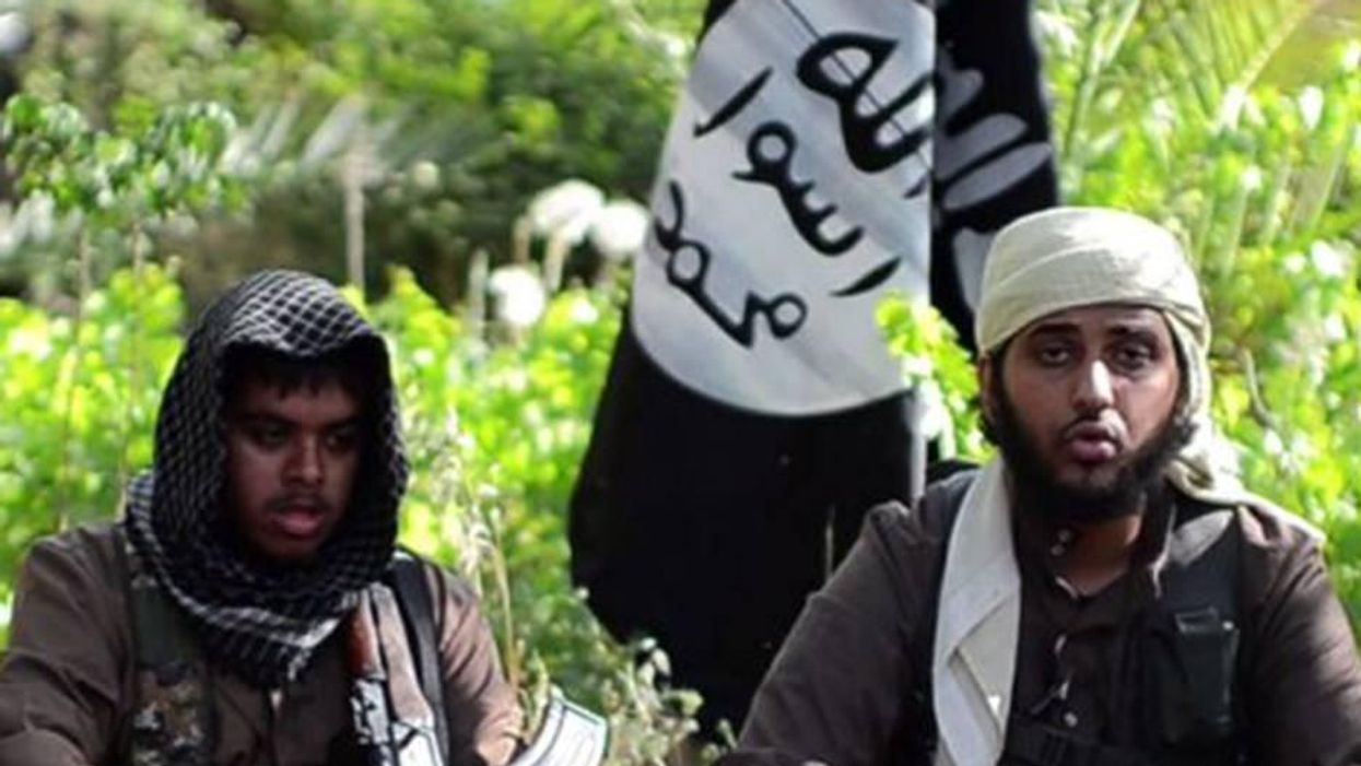 Reyaad Khan, left, and Nasser Muthana, both 20 and from Cardiff, appear in a video aimed at recruiting jihadists