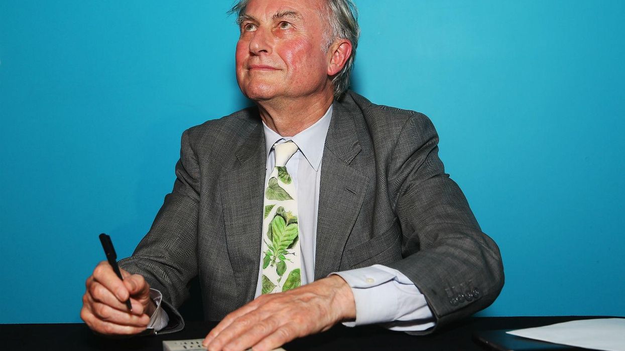 Richard Dawkins, definitely not praying. Picture:  Don Arnold/Getty Images