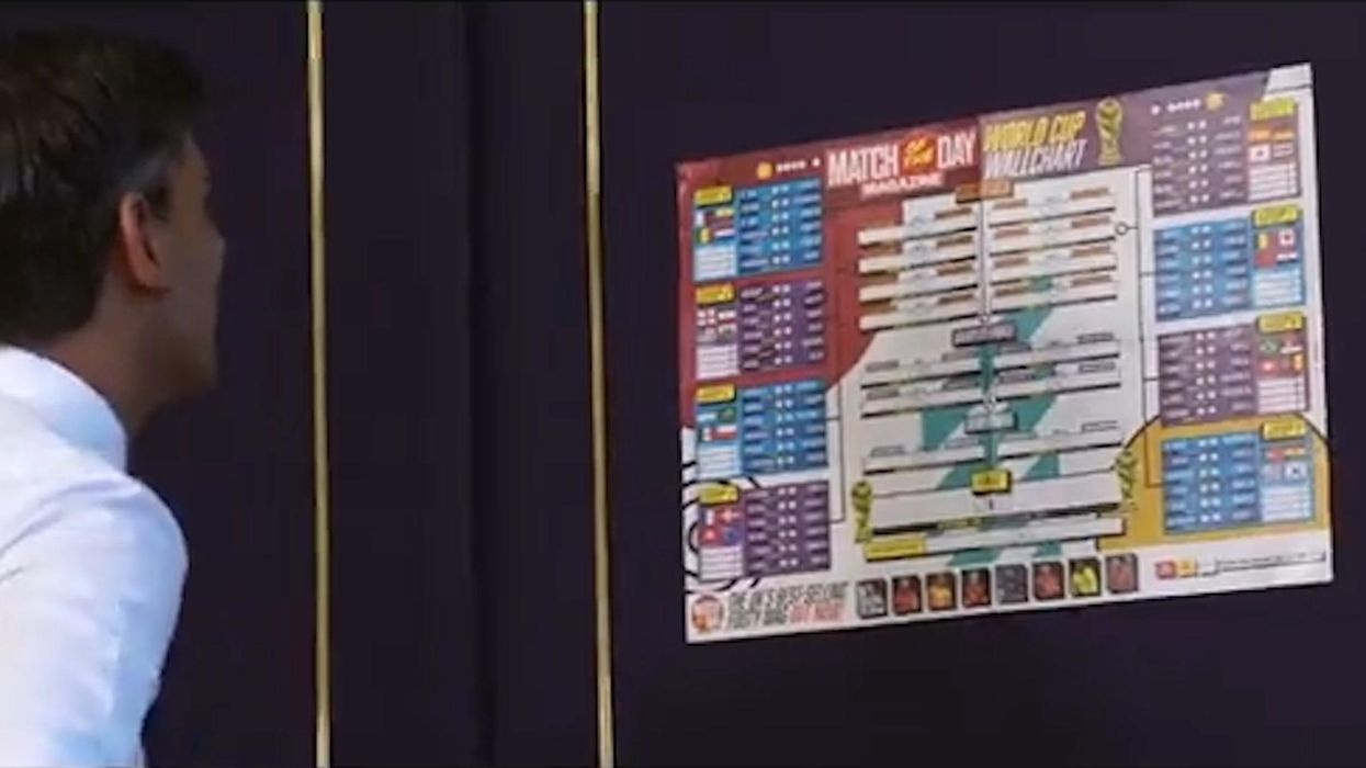 Rishi Sunak mocked for cringe video of himself filling out a World Cup wall chart