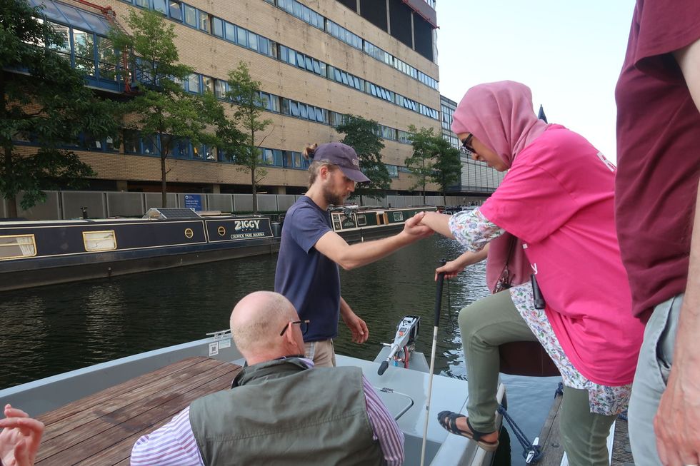 RNIB members going on a boat trip organised by GoBoat (RNIB/GoBoat/PA).