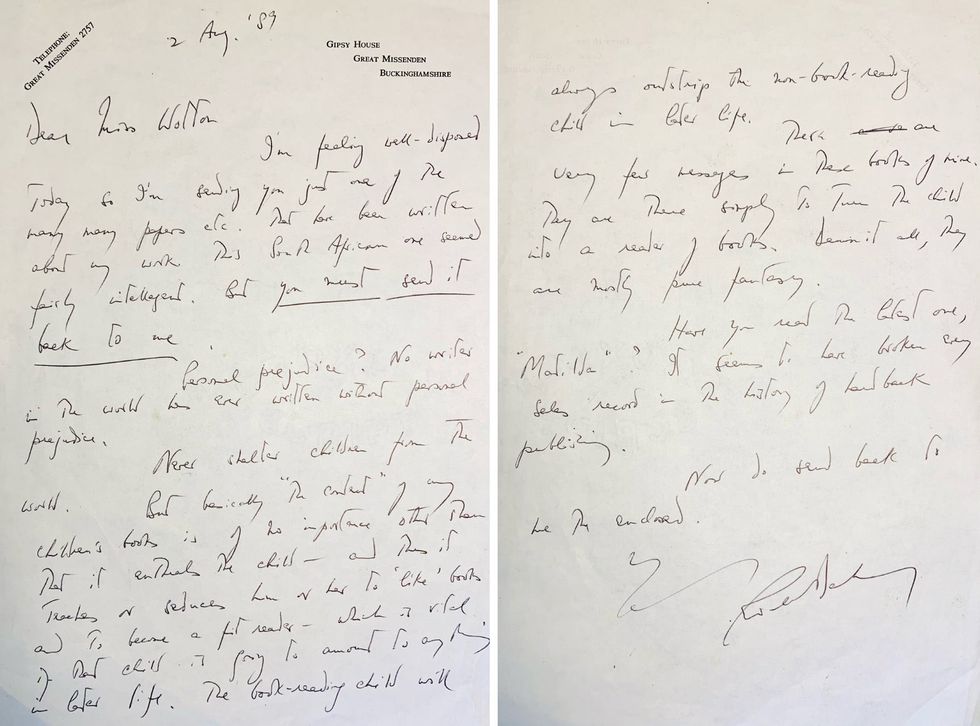 Roald Dahl letter for sale