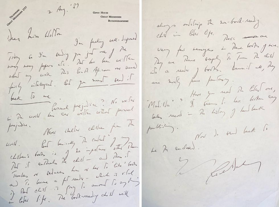Roald Dahl letter for sale