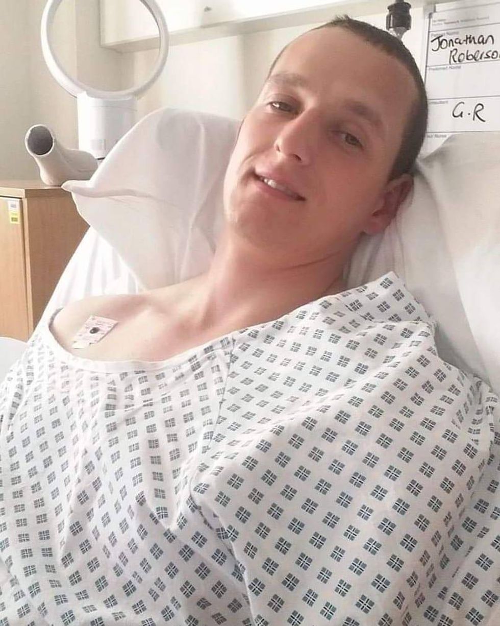 Roberson after suffering a stroke due to a hole in his heart. (Handout/PA)