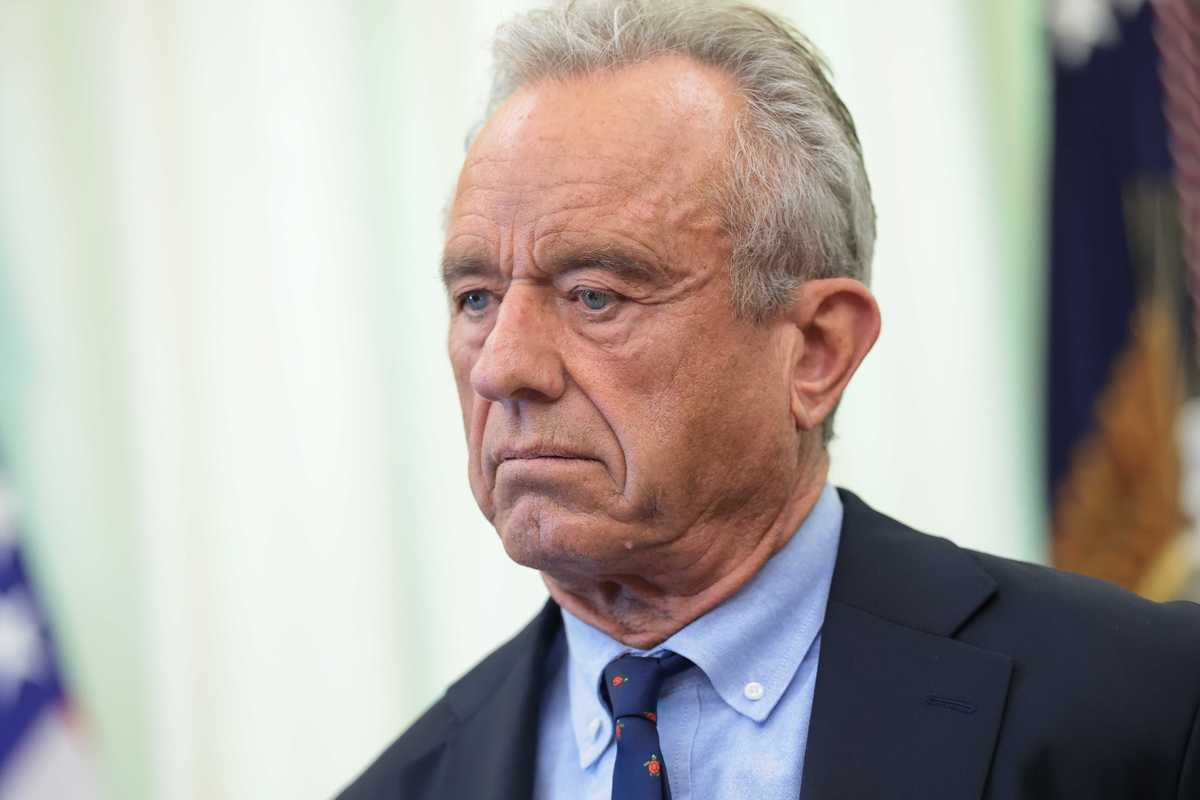Robert F. Kennedy Jr, a white man with short white hair, in the Oval Office.