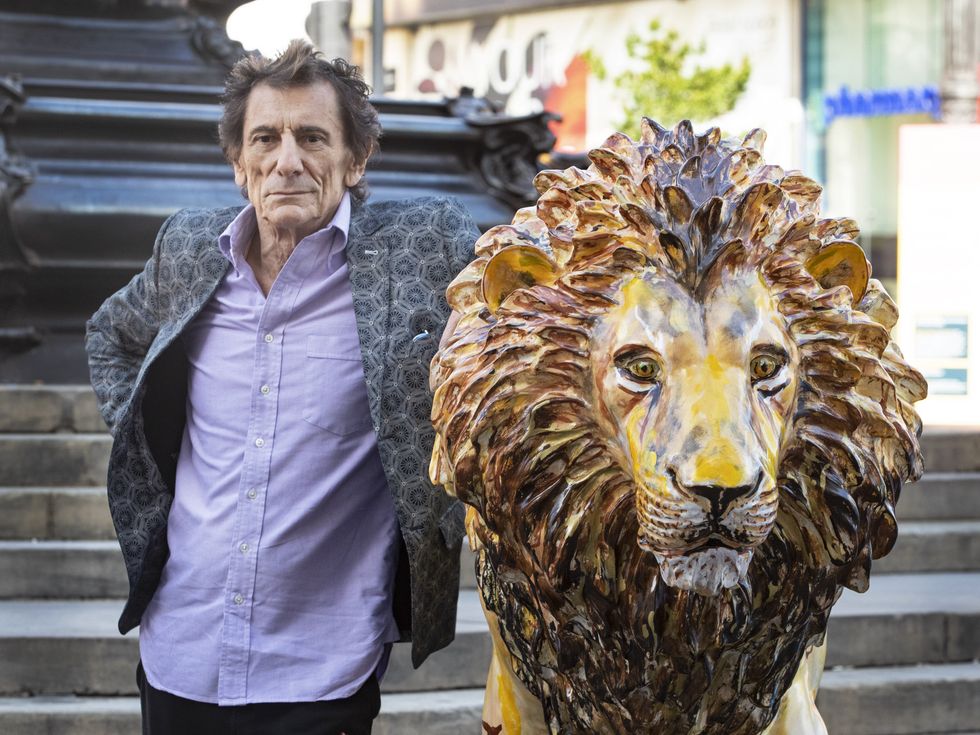 Rolling Stones guitarist Ronnie Wood during the launch of the Tusk Lion trail at Piccadilly Circus in London (Joshua Bratt/PA)