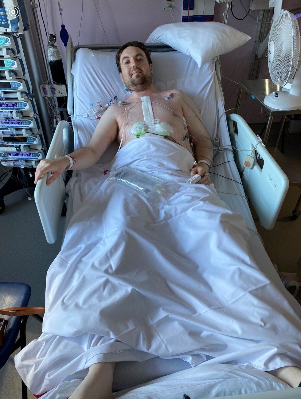 Ross Peters in NHS Golden Jubilee after receiving his heart transplant