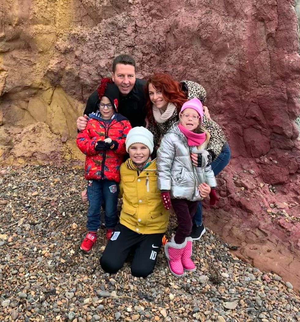 Ross Pollock (top left) with his wife Irina (top right) and (from left to right) Jack, Jimmy and Jasmine