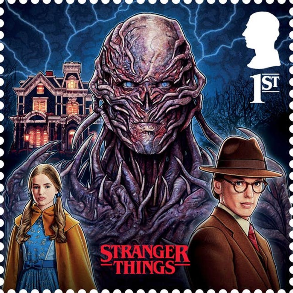 Royal Mail stamp showing Vecna, Holly and Mr Whatsit