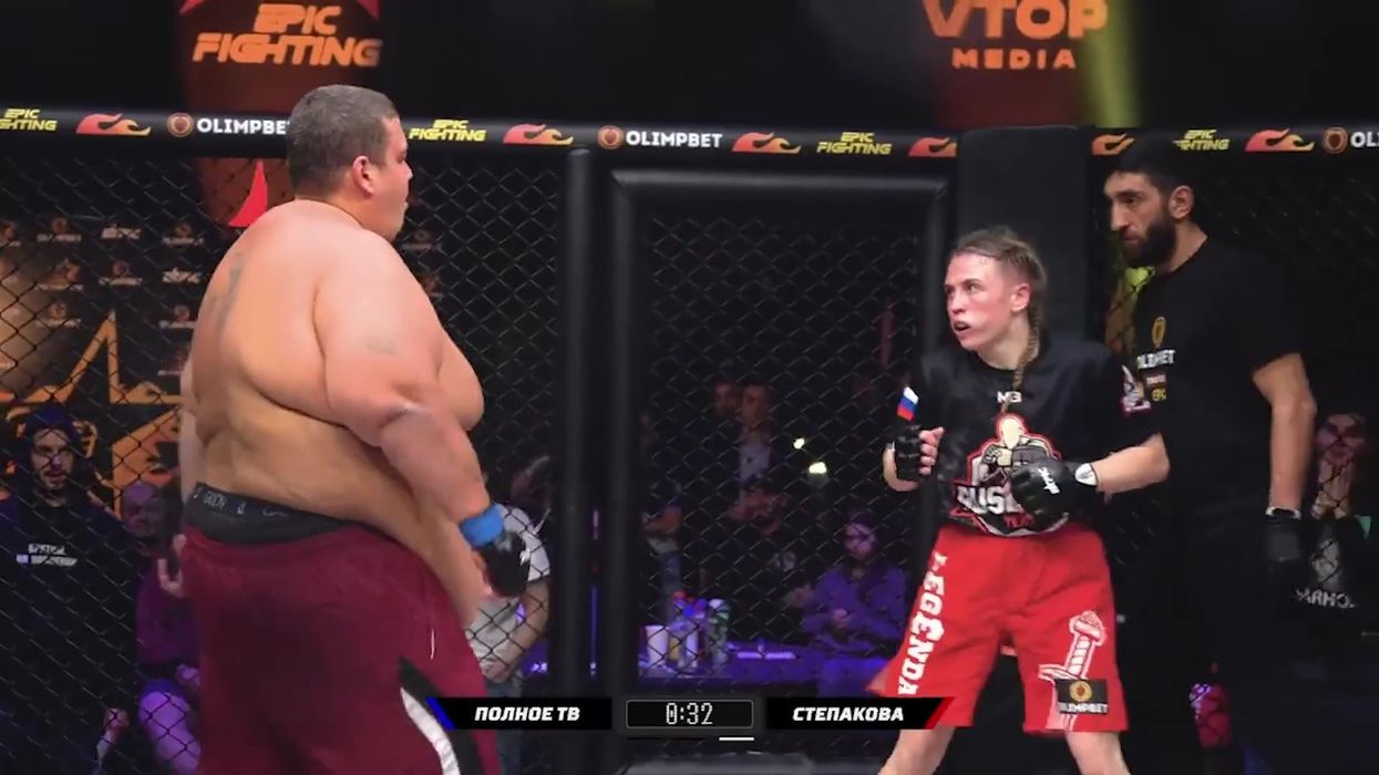 Fans stunned after Russian MMA match between tiny woman and 530lb man