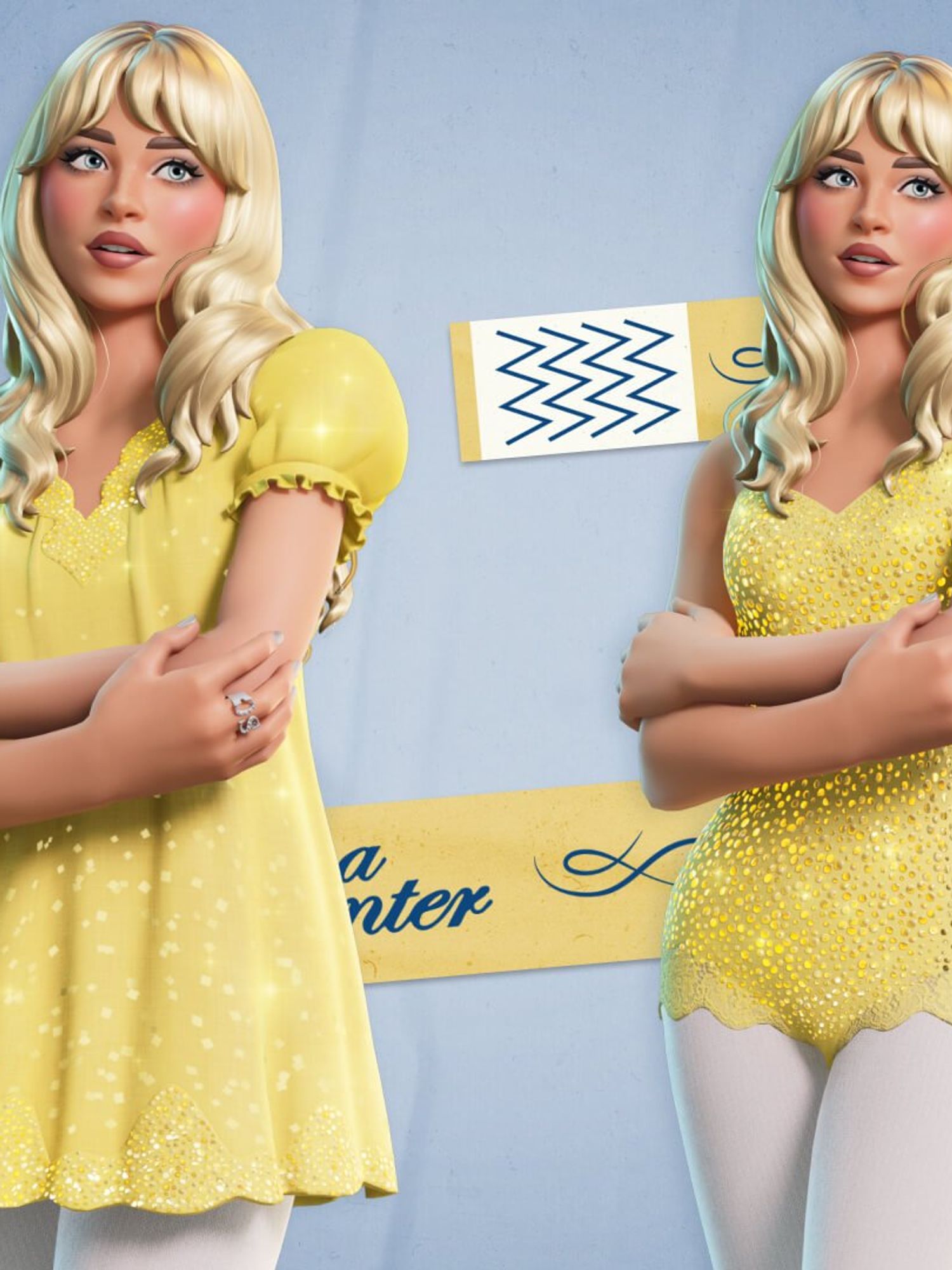 Sabrina Carpenter's outfit and bodysuit Style in Fortnite