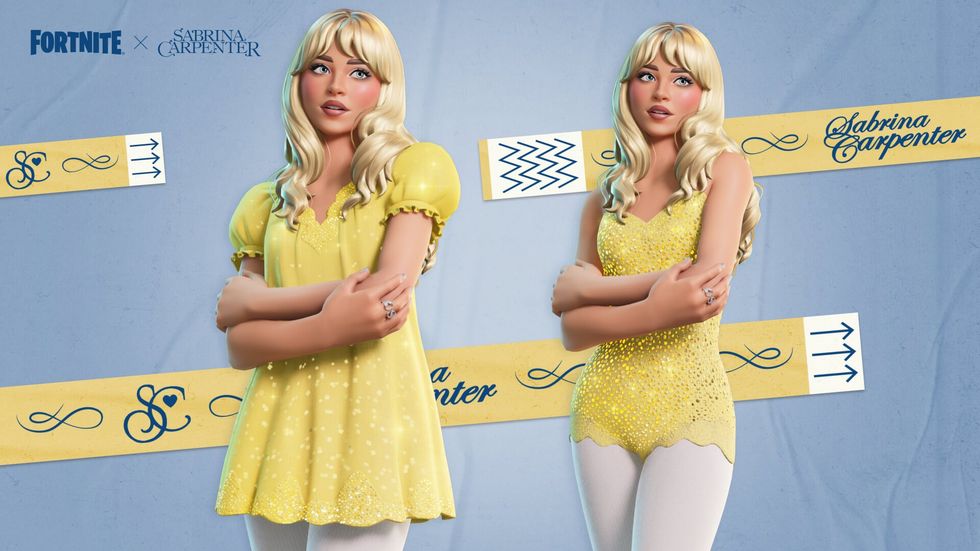 Sabrina Carpenter's outfit and bodysuit Style in Fortnite