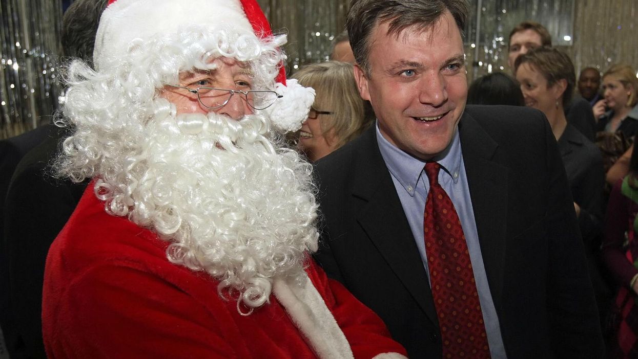 Santa and Ed Balls: rarely seen in the same room together