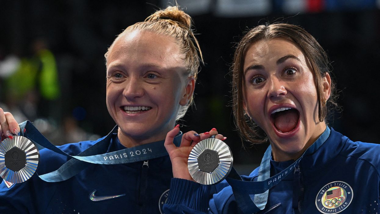 Sarah Bacon and Kassidy Cook with their Olympic silver medals