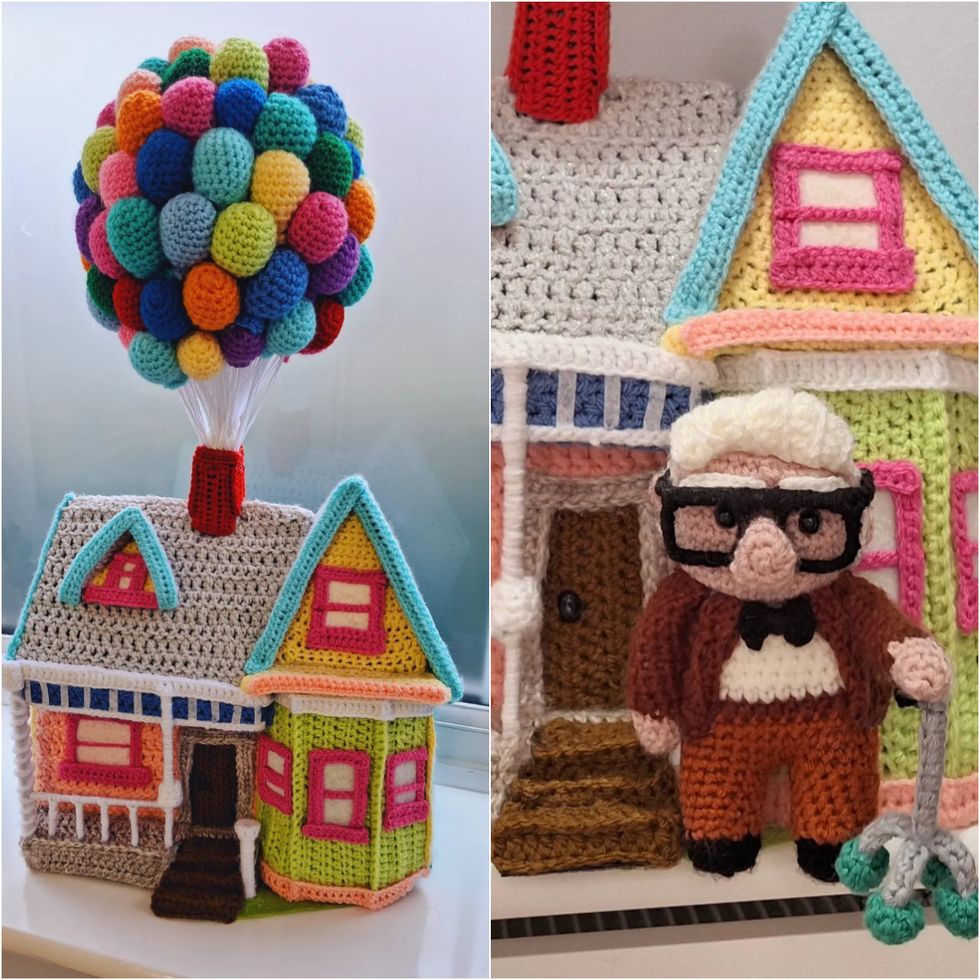 Disney fan creates miniature crocheted version of infamous balloon house in Up
