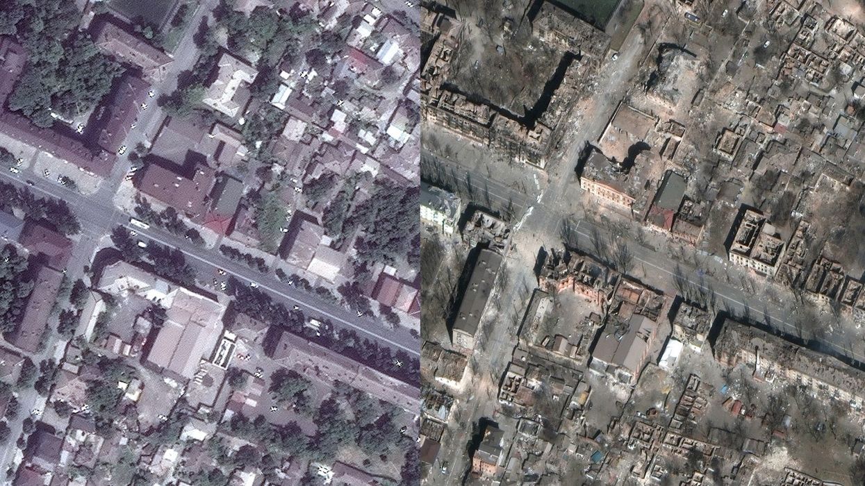 Before and after photos of Ukraine one year on from start of Russian invasion