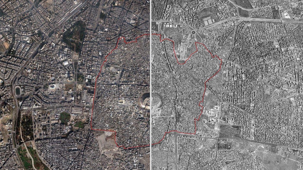 Satellite imagery showing the Ancient City of Aleppo