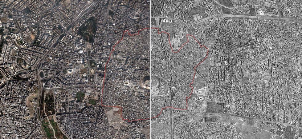 Satellite imagery showing the Ancient City of Aleppo