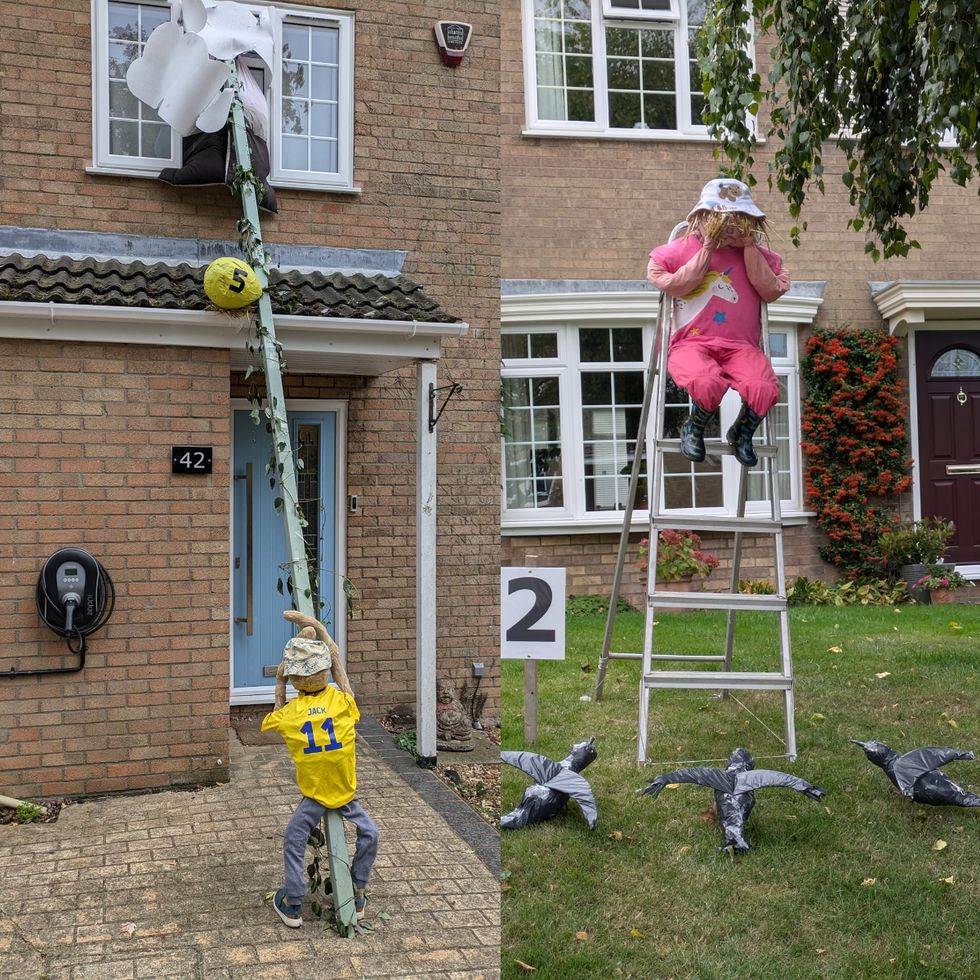 Scarecrows next to each other
