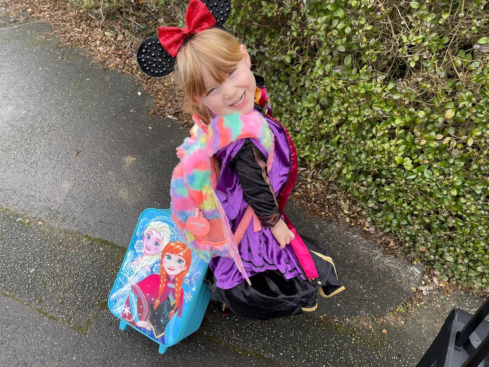 Scarlett Hodgson on her walk tot the 'airport'