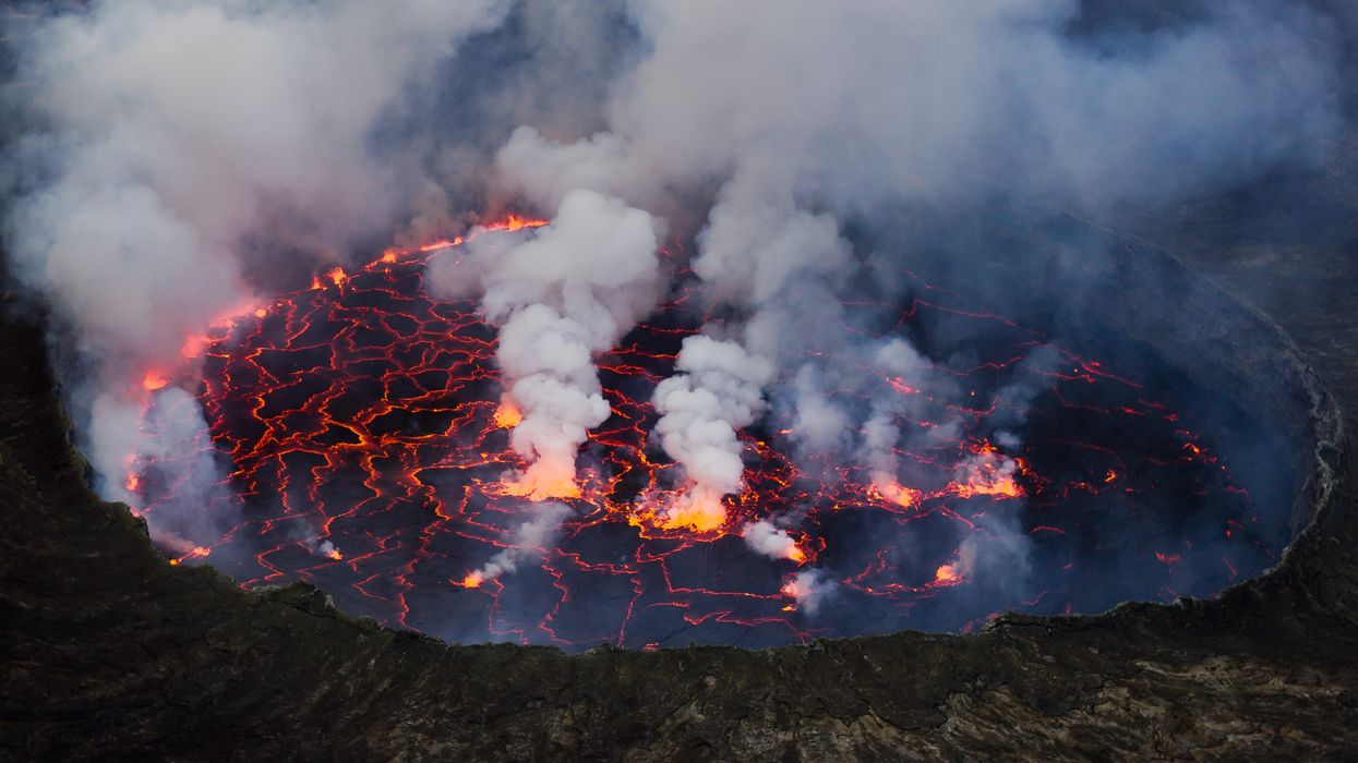 Scientists risk their lives travelling to uninhabited island and discover jaw-dropping lava lake