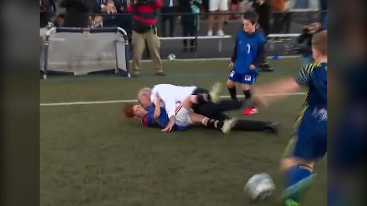 Australian PM Scott Morrison accidentally wipes out kid during football match