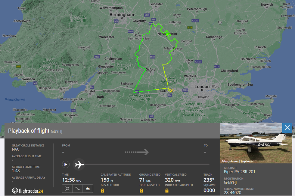 Screengrab taken from the FlightRadar24.com website showing the world\u2019s largest portrait of Queen.