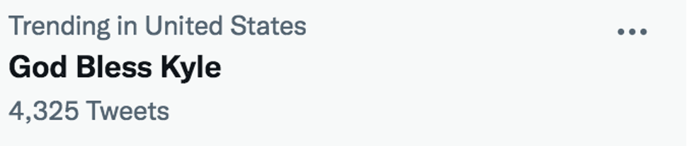 Screenshot of Twitter\u2019s trending topics after Rittenhouse\u2019s verdict was read.