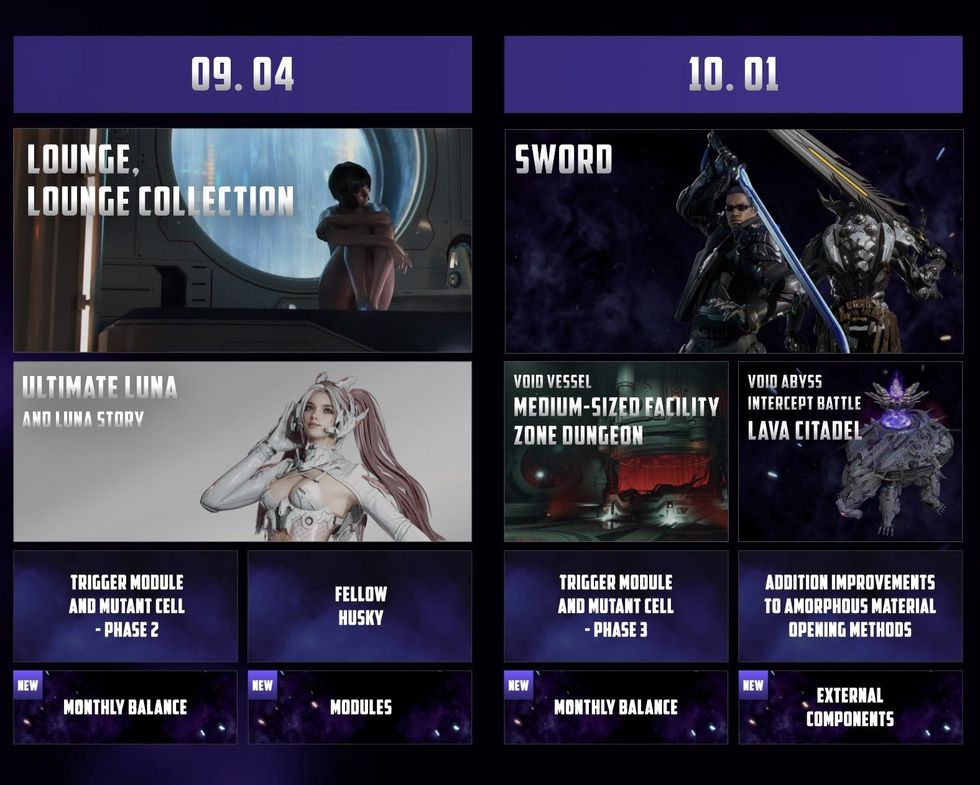 Season 3 roadmap Sep-Oct