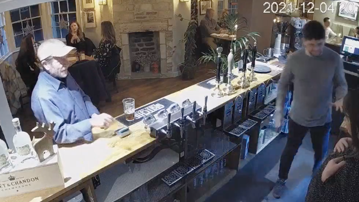 <p>Security cam footage shows the exploding glass</p>
