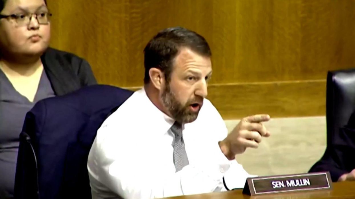 Senator Markwayne Mullin challenged a union boss to a fight during a senate hearing