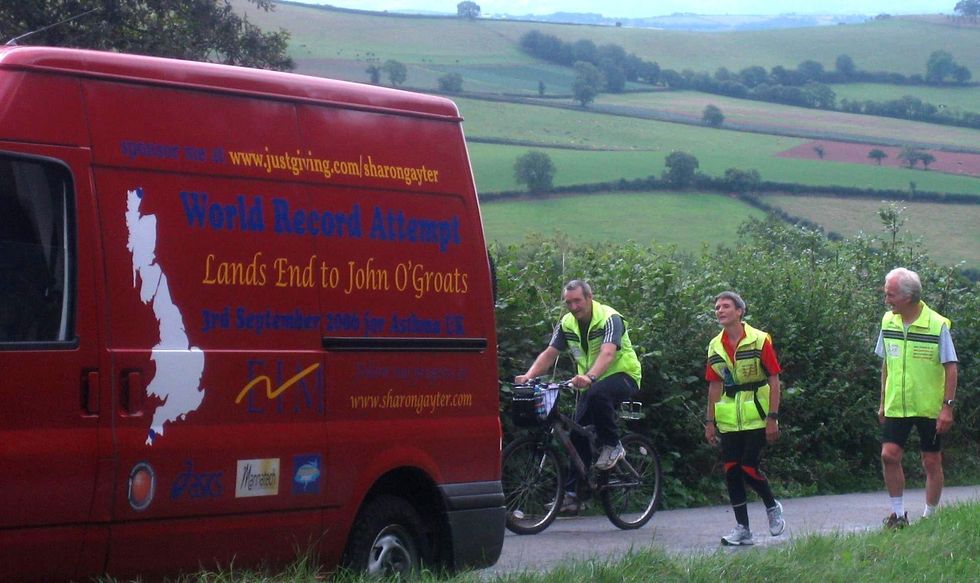 Sharon Gayter during a previous charity run from Land\u2019s End to John O\u2019Groats (PA)