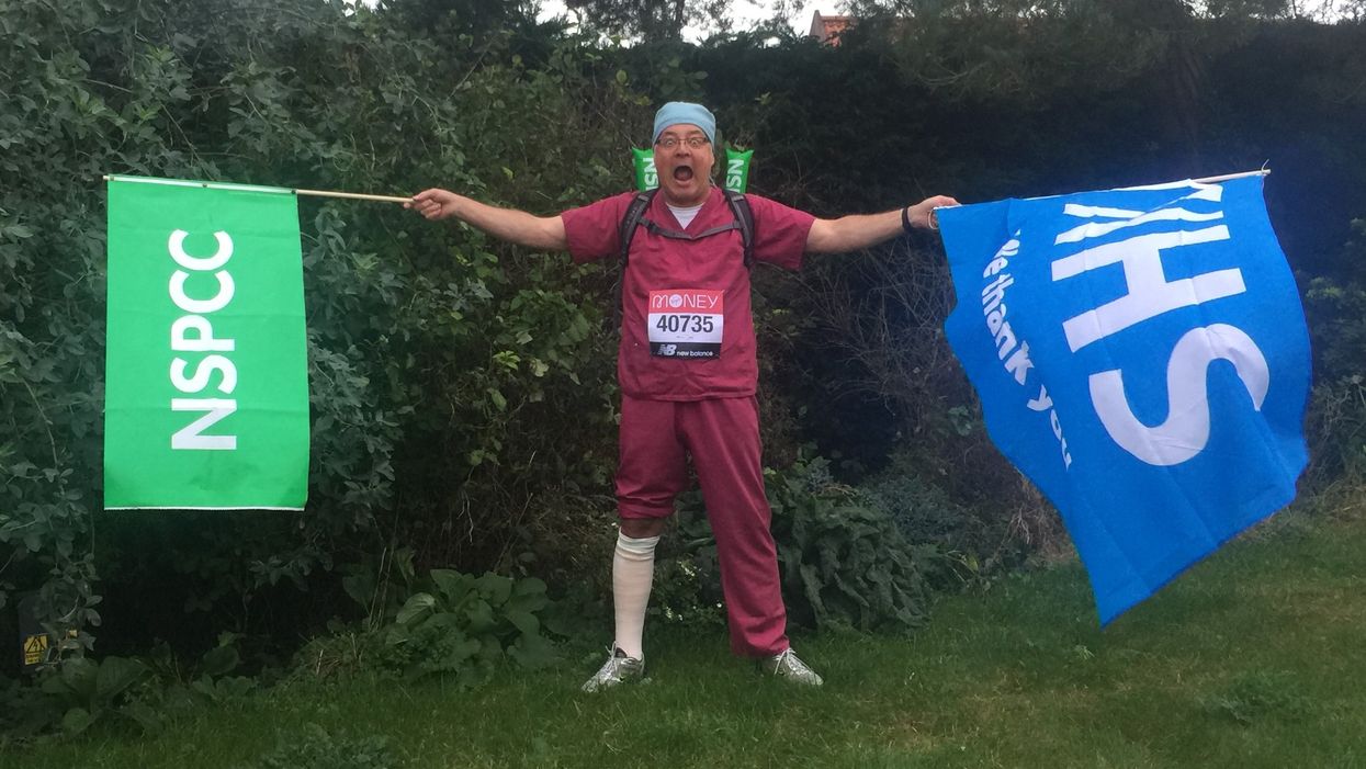 Simon Gallo, 62, of Stratford St Andrew in Suffolk, pictured in 2020 before running the virtual London Marathon (Simon Gallo/ PA)