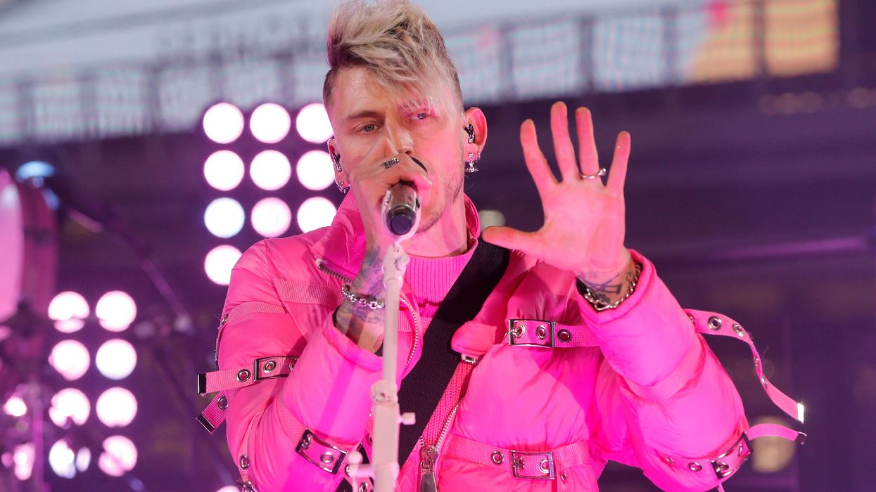 Singer Machine Gun Kelly performs in Times Square during New Year’s Eve celebration
