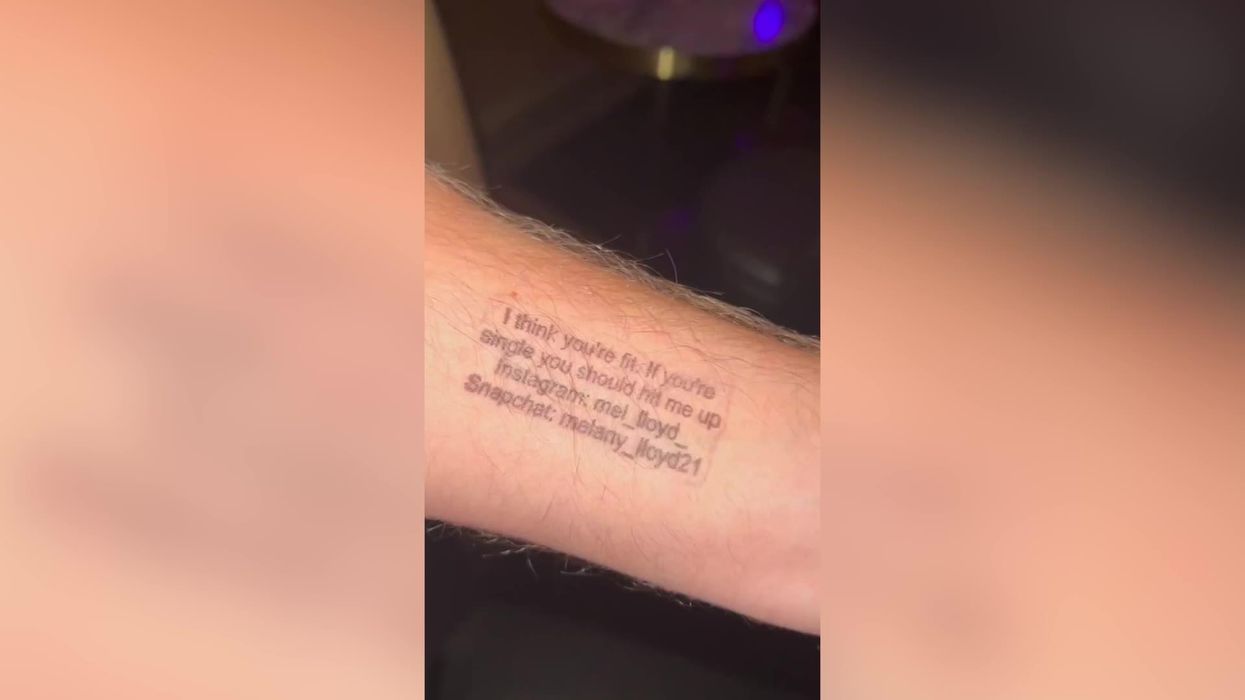 Single woman 'stamps' guys she fancies with contact details on night out