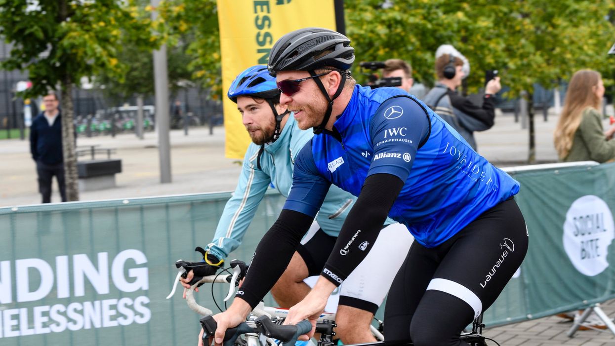 Sir Chris Hoy (in foreground) and Josh Littlejohn took part (Social Bite/PA)