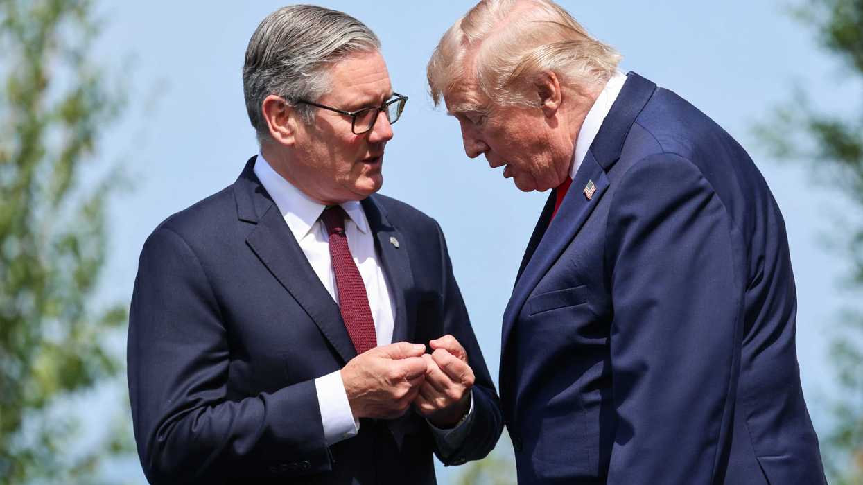 Sir Keir Starmer and Donald Trump talk to each other at the G7.