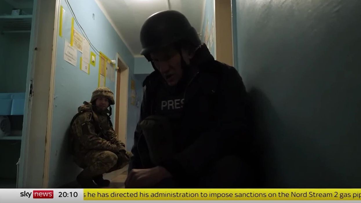 Sky News reporter in Ukraine gets caught in shelling