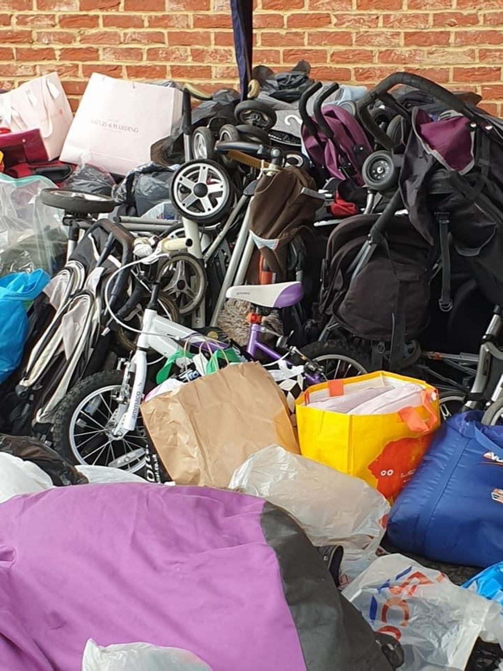 Some of the items for the Afghan families collected by the Bushey United Synagogue (Bushey United Synagogue/PA)