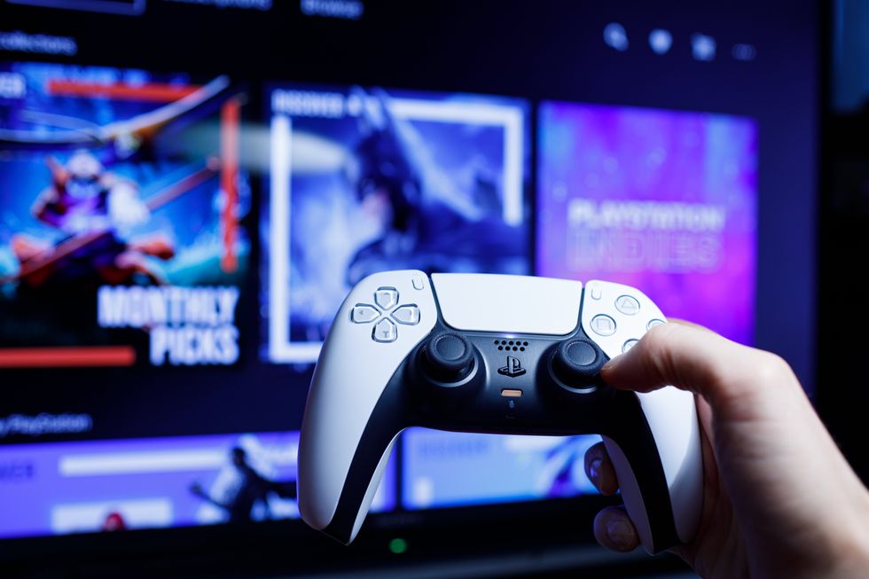Sony PlayStation 5 console and games stock photo