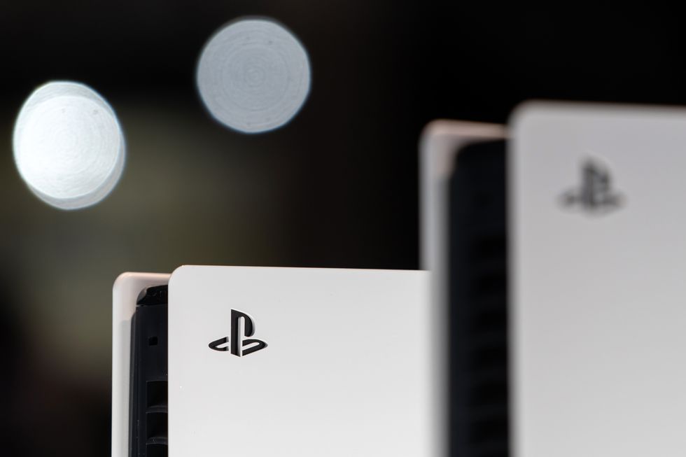 Sony PlayStation 5 Pro (L) and PlayStation 5 Digital Edition (R) video game consoles are displayed during the Tokyo Game Show 2024 at Makuhari Messe on September 26, 2024 in Chiba, Japan