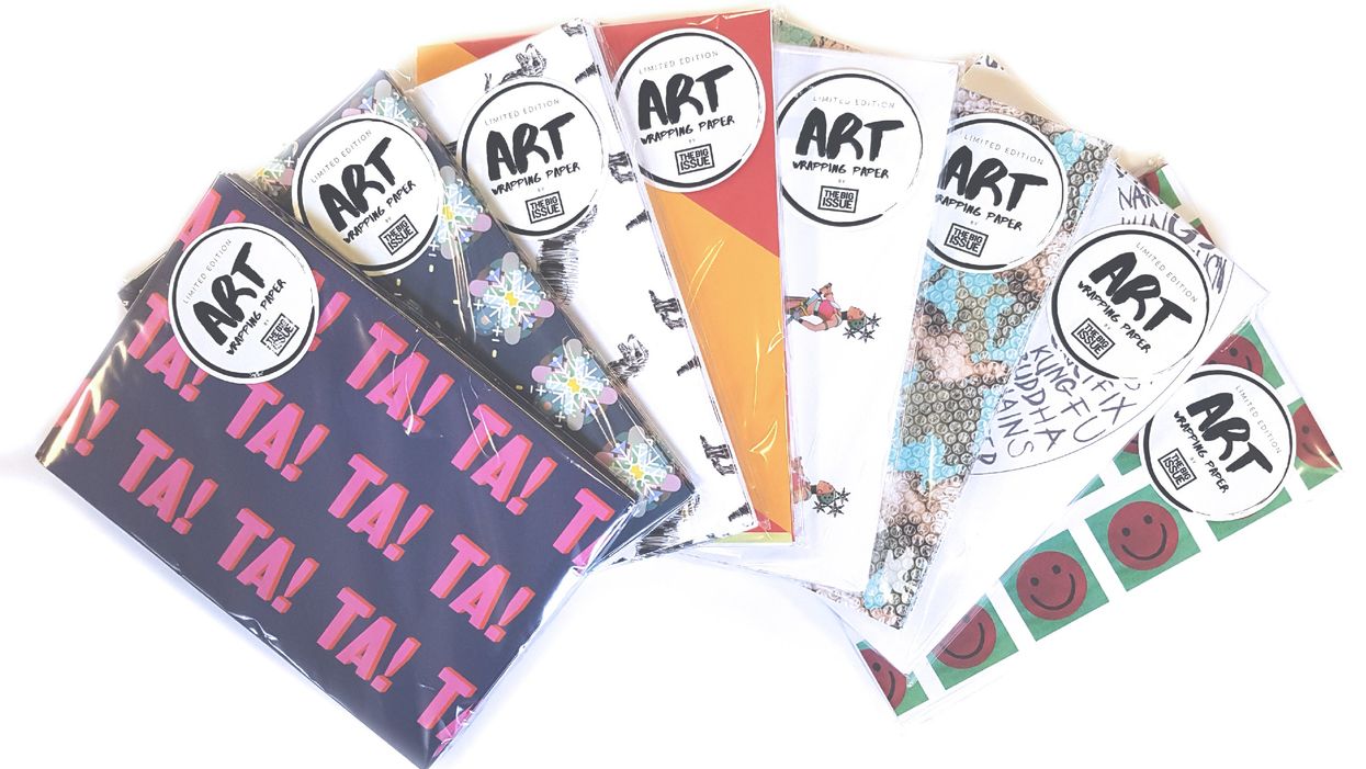 Special designs for Big Issue wrapping paper.