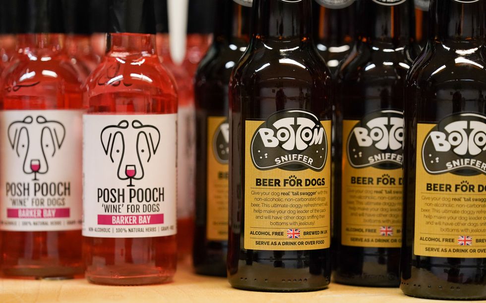 Specialist dog beer and wine for sale inside Drool (Andrew Matthews/PA)