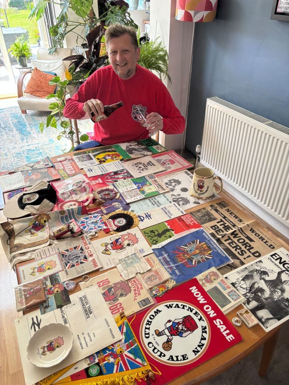 Stephen Holt with items in his collection