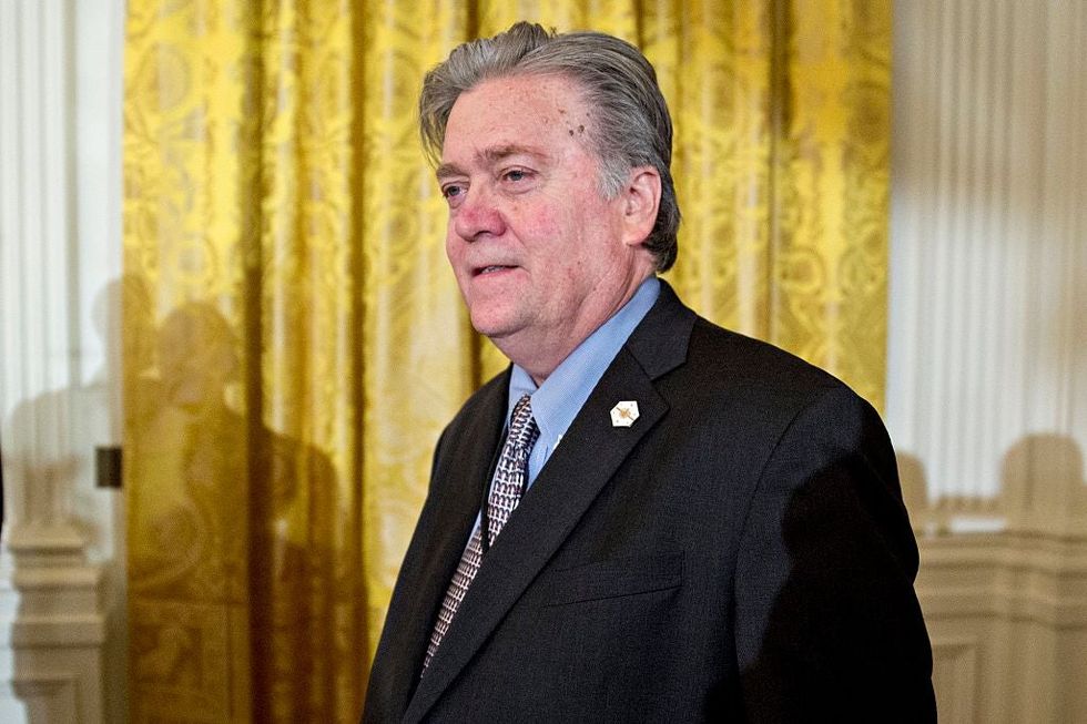 Stephen "Steve" Bannon, chief strategist for U.S. President Donald Trump, arrives to a swearing in ceremony of White House senior staff in the East Room of the White House on January 22, 2017 in Washington, DC. Picture: