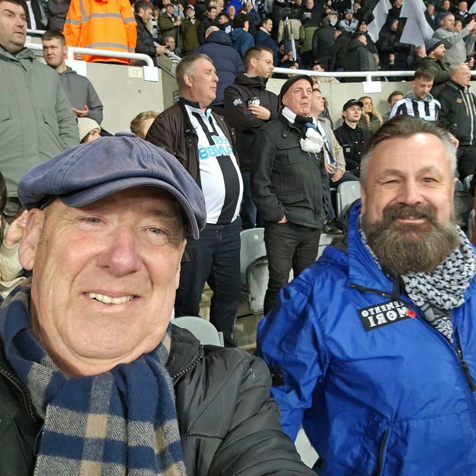 Steven Hunter at a football game with a friend