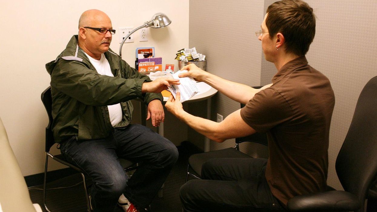 Stock photo of a patient taking an HIV test