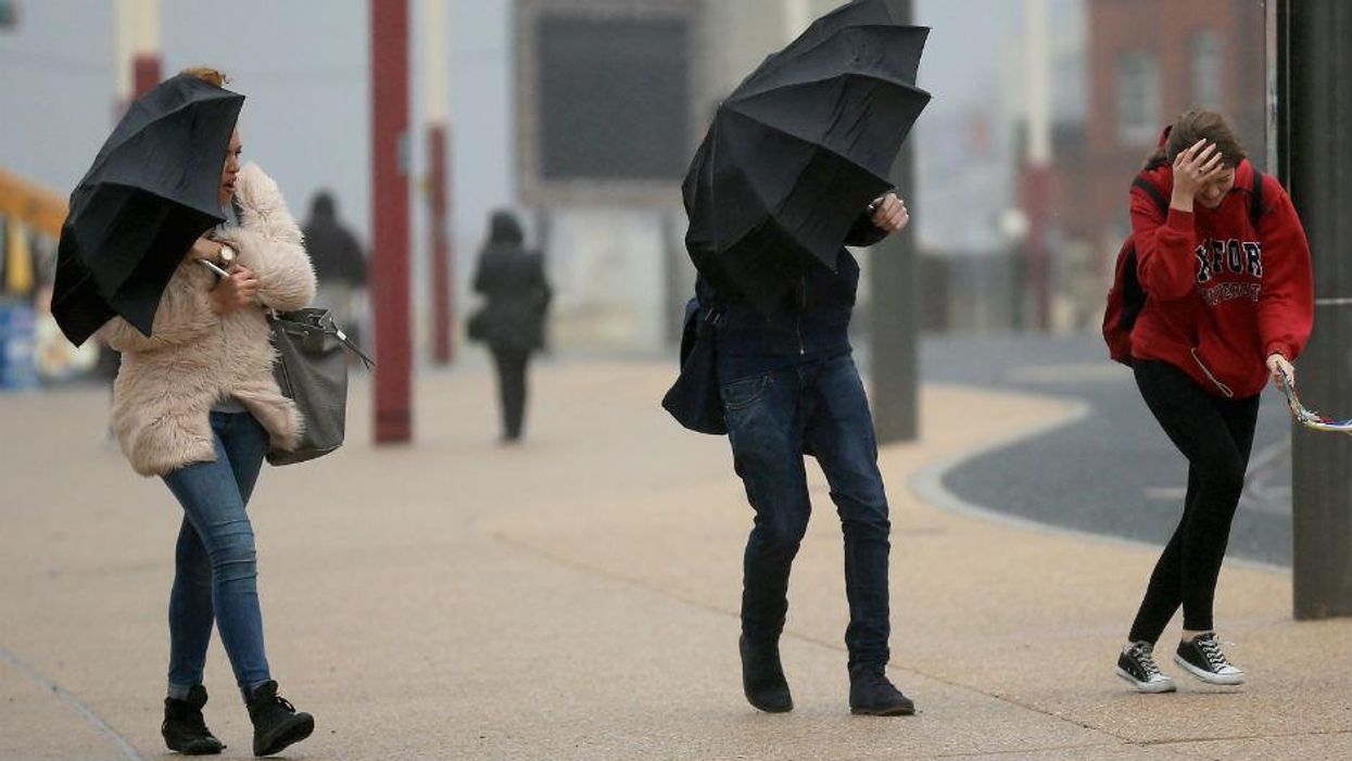 Students brave high winds in Blackpool